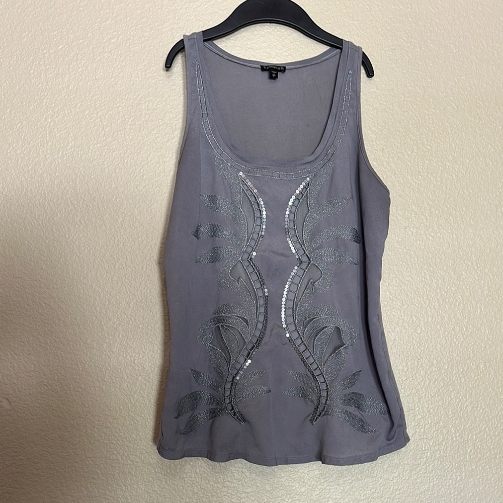 Express Gray Sequin Embellished Tank Top